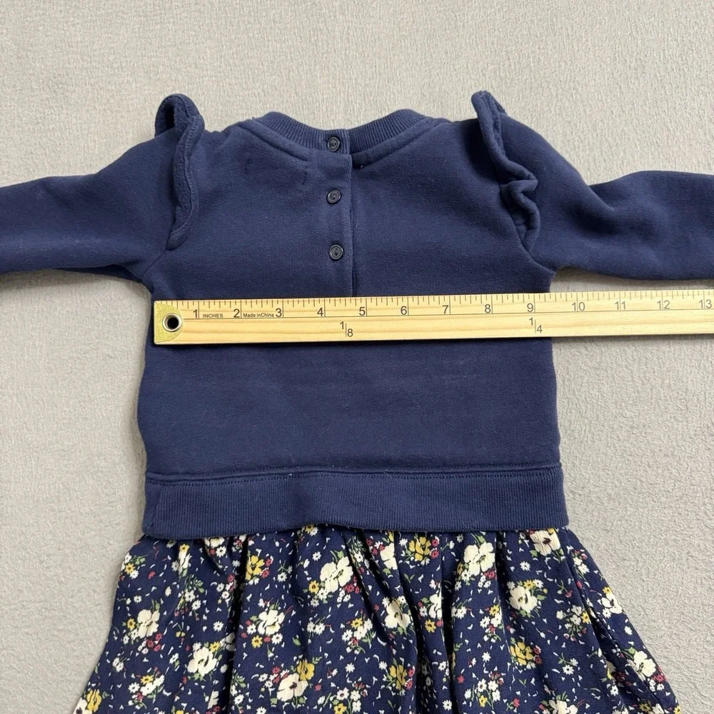 Ralph‎ Lauren Baby Dress 9 Mo Blue Floral Skirt Sweatshirt Ruffle Pony Logo